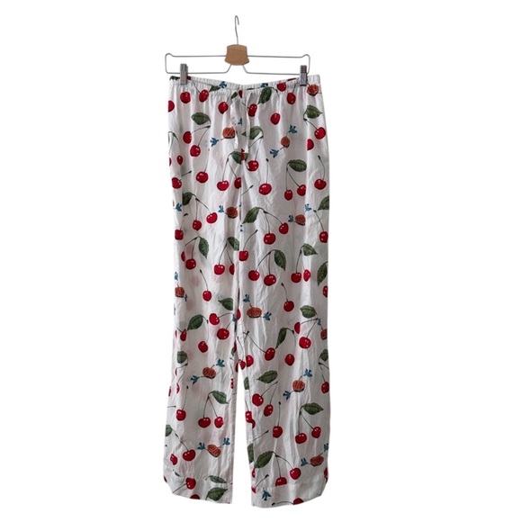 Nick & Nora Pajama Set VTG Vintage Cherry Pie Blue Birds Size Medium 100% Cotton - Picture 8 of 10